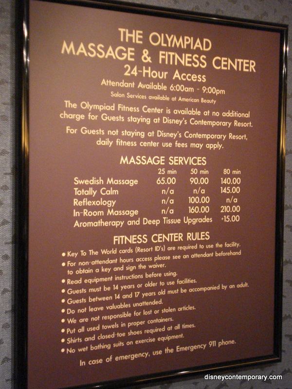 Fitness Center sign and rules